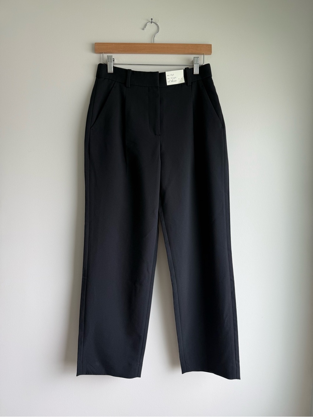 NWT Abercrombie & Fitch High Rise Straight Leg Trouser Pants Black 26 Short